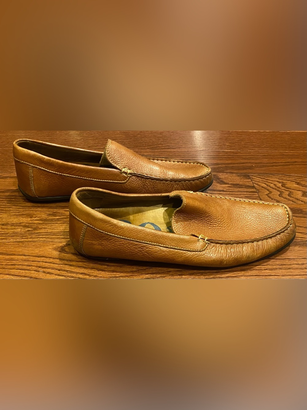 1901 Men’s Brown Pebbled Leather Loafers Sz 8.5 Rubber Sole Made In Brazil - Picture 6 of 7